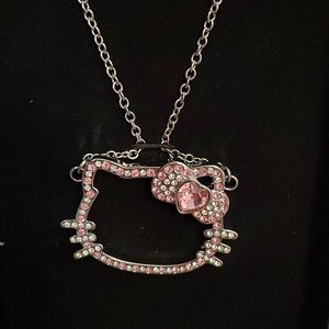 Vintage 2007 (1976) Sanrio Hello Kitty Charm Necklace. Cat with crystal hair bow